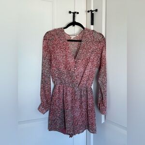 BCBGeneration Pink Floral Long Sleeve Romper